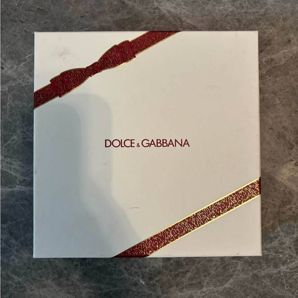 Dolce & Gabbana White Gift Box with Red & Gold Ribbon Detail